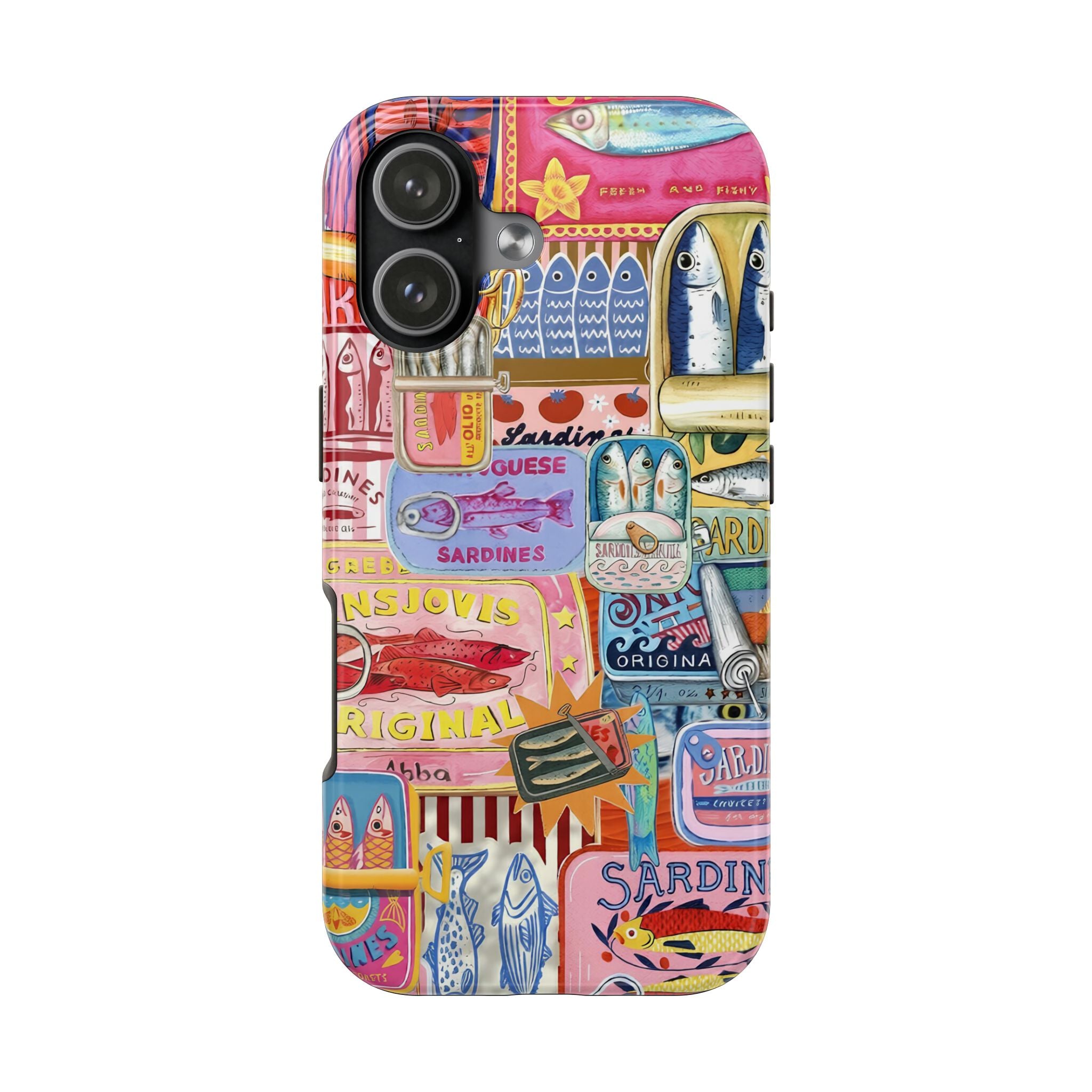 Sardines Fisherman Aesthetic Phone Case – Colorful Mediterranean Cover for iPhone & Samsung | Coastal Summer Sardine Illustration