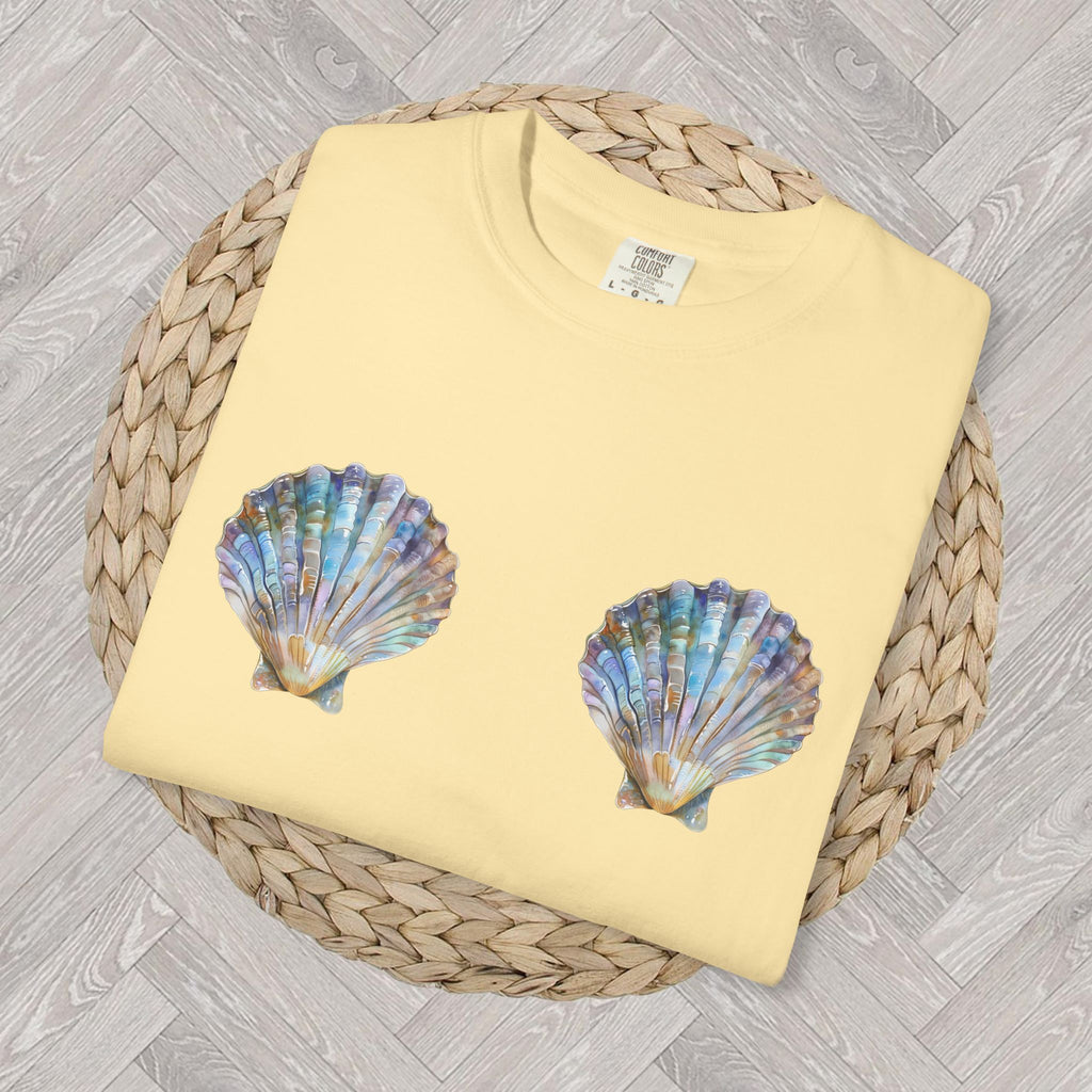 Seashell Bra T-Shirt | Cute Mermaid Beach Shirt | Ocean Style Tee | Summer Vacation Graphic T-shirt for Women