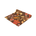 Polyester fall leaves table runner with an easy-care finish for everyday dining