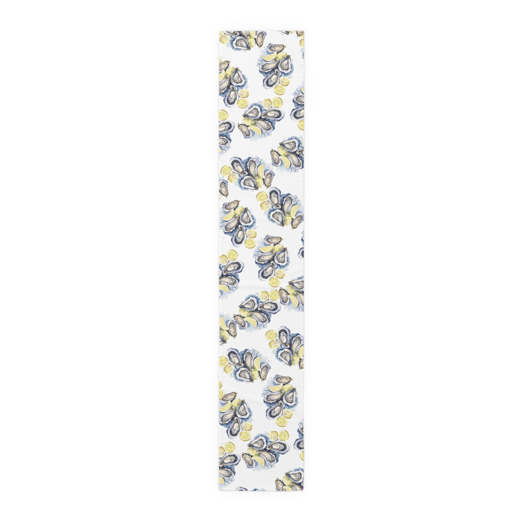 Watercolor Oysters Table Runner – Coastal Mediterranean Dining Decor