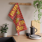 Pasta La Vista Baby tea towel, a funny kitchen gift for pasta lovers, foodies and fans of quirky home accessories.