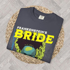 Colorful Bride of Frankenstein shirt styled for Halloween, fall and gothic fashion