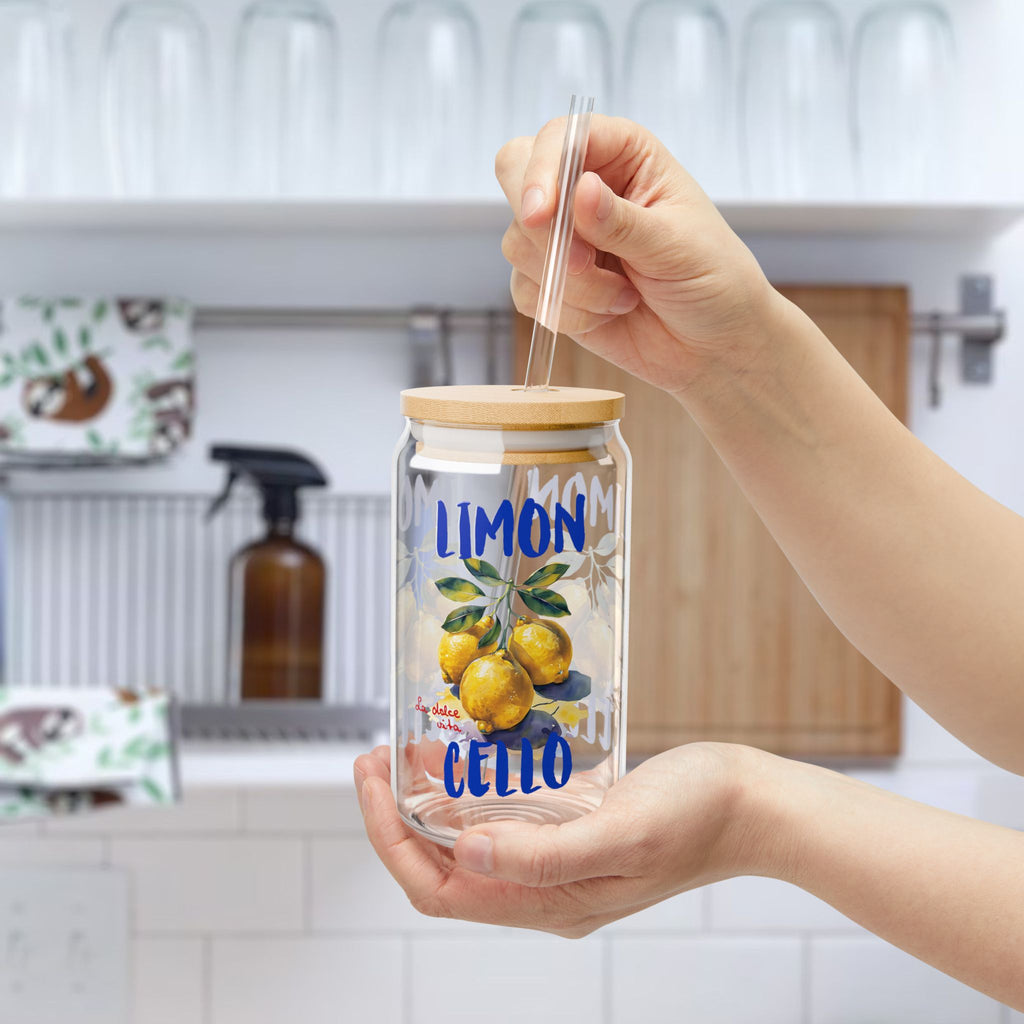 16oz Limoncello iced coffee glass for iced lattes, lemonade, cocktails, and summer refreshments