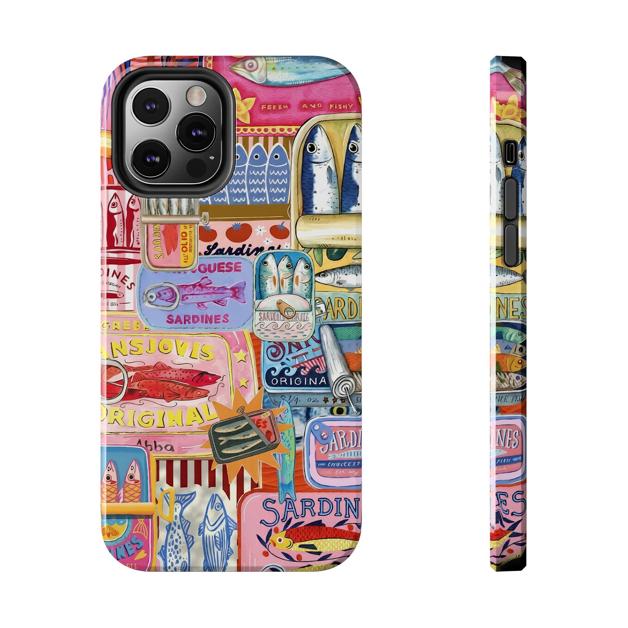 Sardines Fisherman Aesthetic Phone Case – Colorful Mediterranean Cover for iPhone & Samsung | Coastal Summer Sardine Illustration