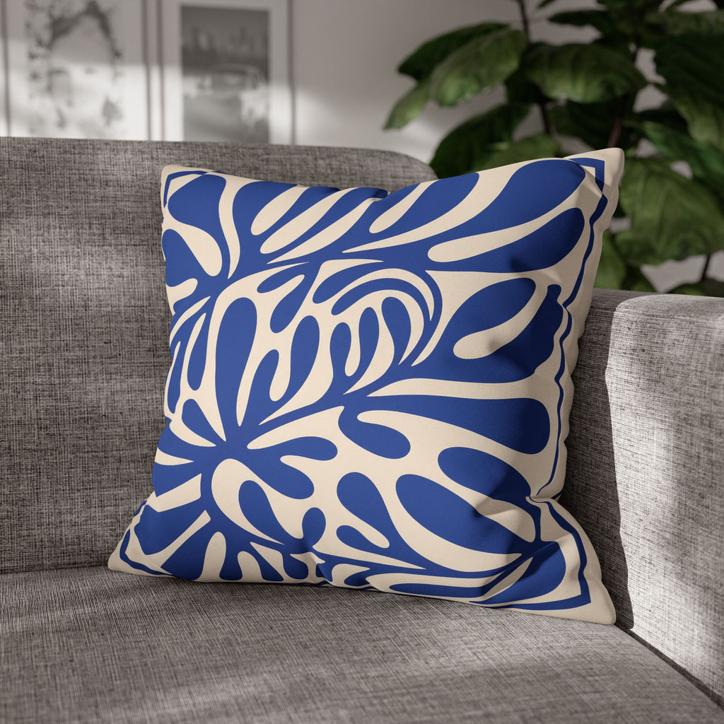 Statement decorative throw pillow featuring bold organic leaf artwork inspired by Mediterranean aesthetics.
