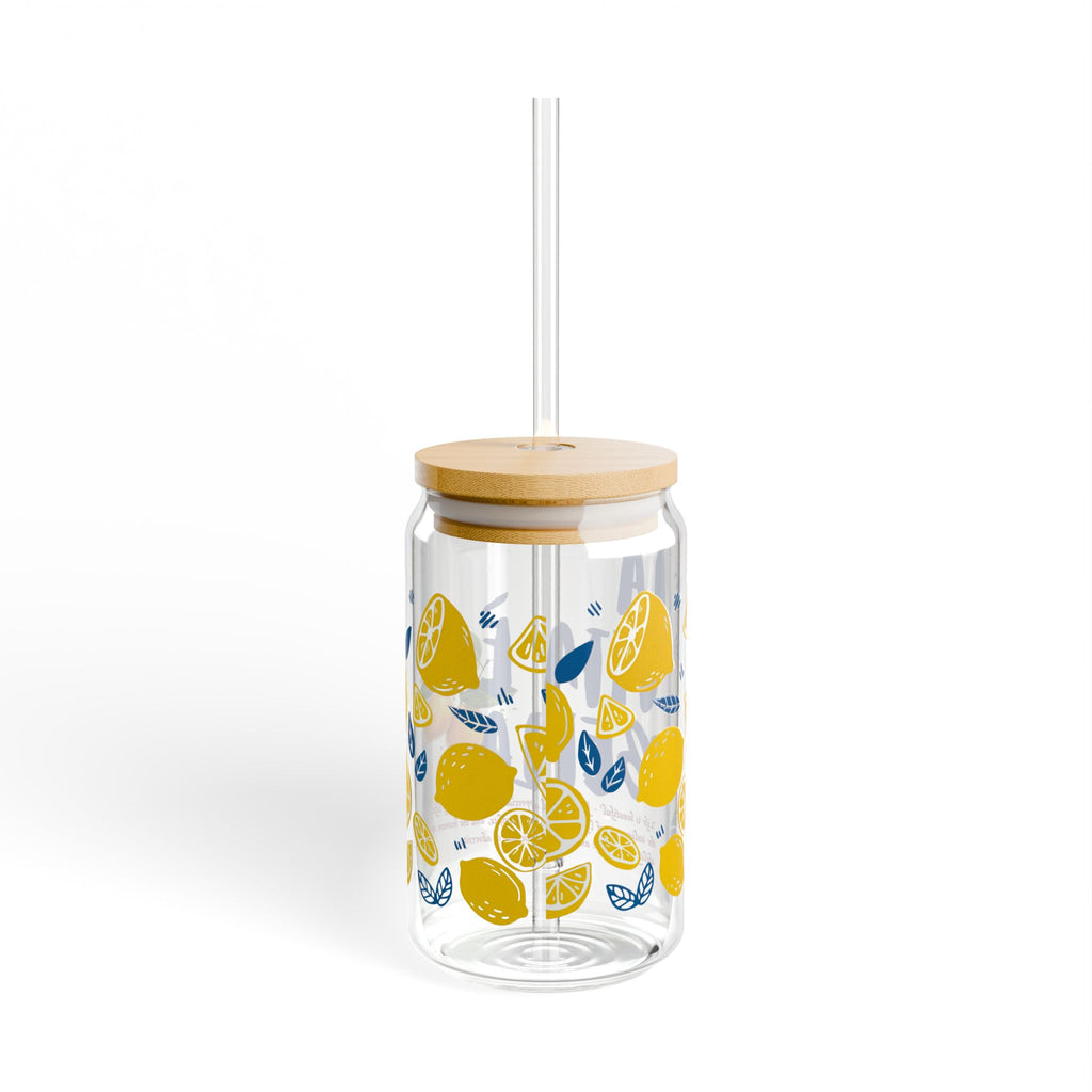 La Vita e Bella Glass Cup – Positive Affirmation Summer Lemon Drinkware, Optional Glass Straw, 16oz