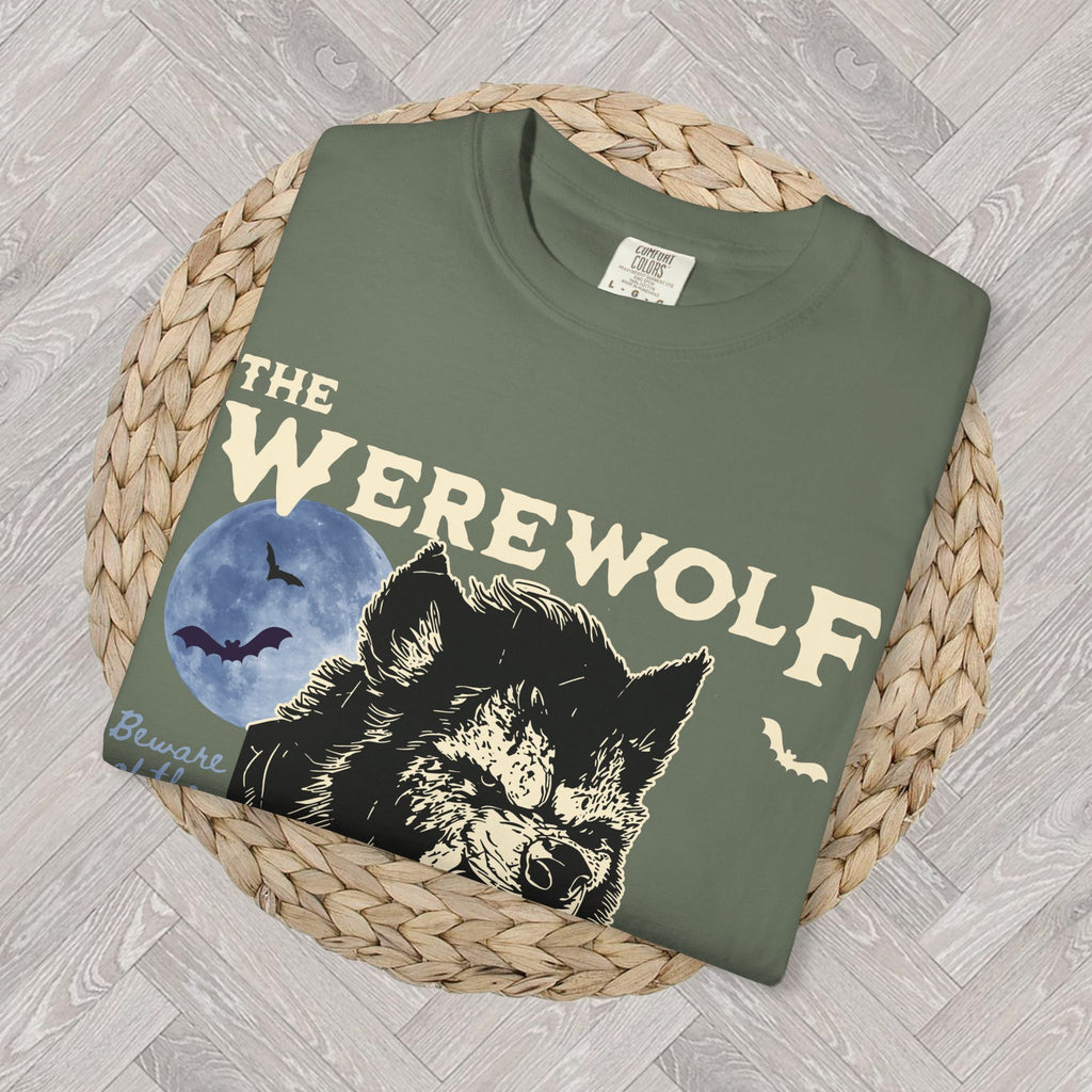 Werewolf graphic t-shirt featuring detailed retro Halloween artwork