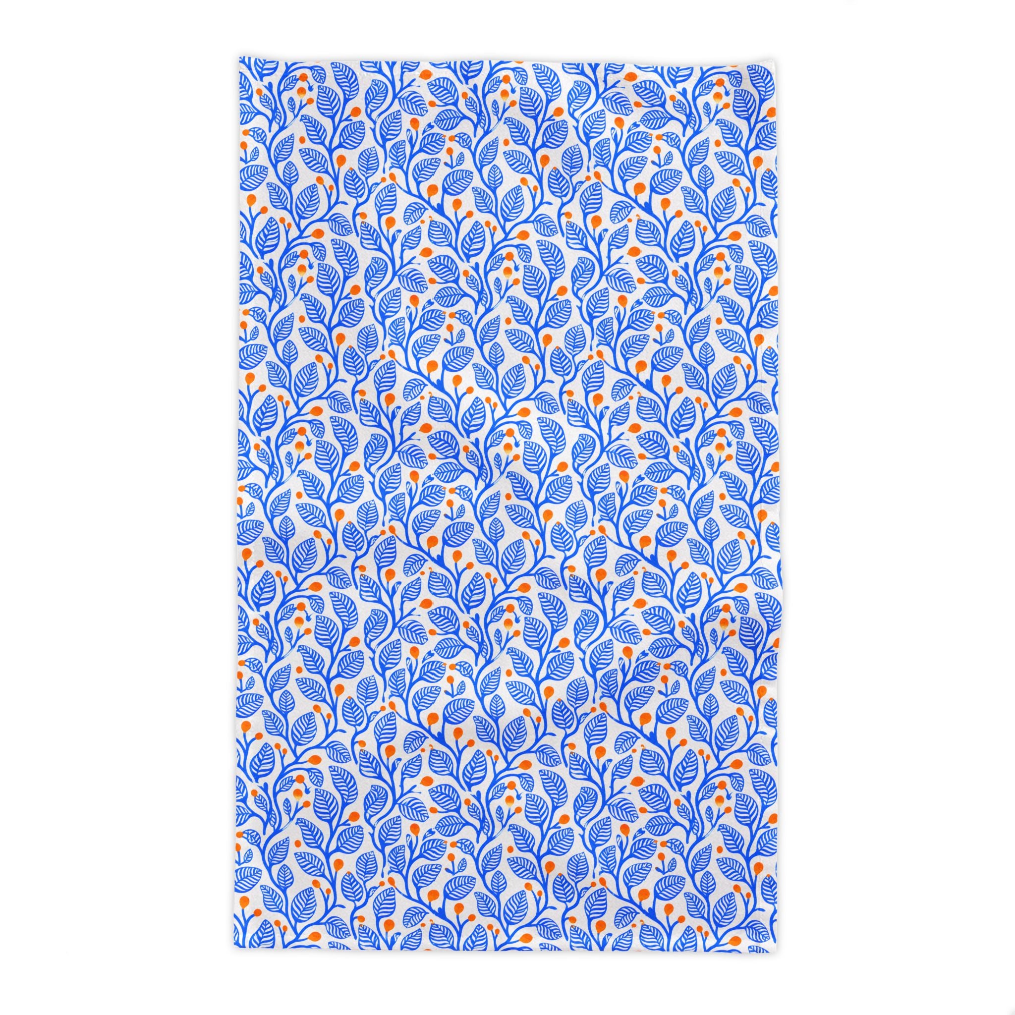 Mediterranean Botanica Tablecloth | Blue & Terracotta Cotton Twill Table Linen