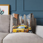 New York City Taxi Pillowcase – 18"x18", 20"x20", 24"x24", 26"x26", 100% Polyester Canvas, Double-Sided Print