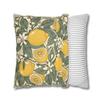 Mediterranean Lemon Faux Suede Cushion | Citrus Botanical Decorative Throw Pillow | Coastal Home Décor