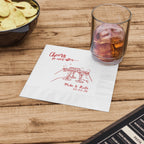 Personalized Ever After luncheon napkin displayed on a wedding table, perfect for receptions, rehearsal dinners, and anniversaries.