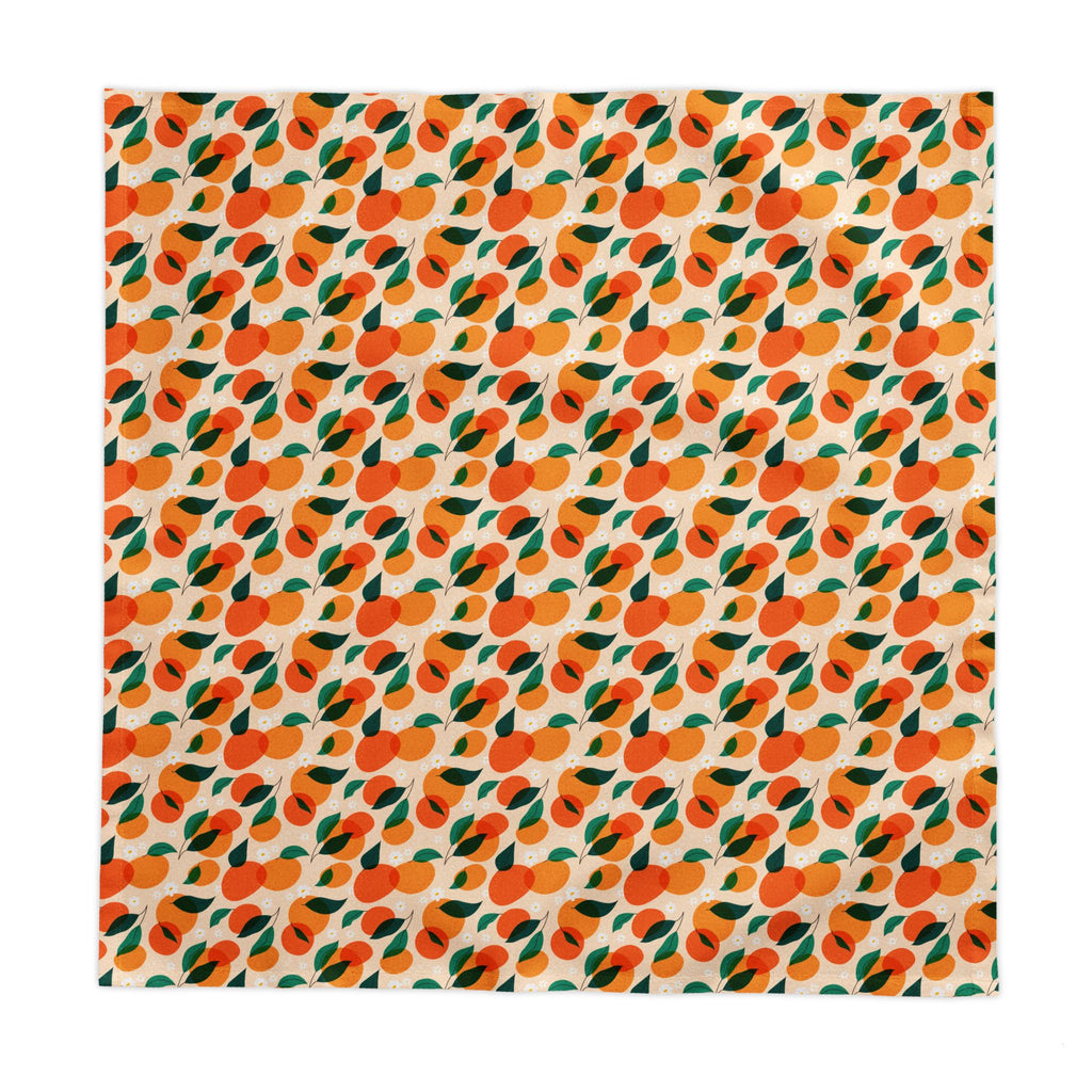 Mediterranean Citrus Tablecloth | Summer Orange Grove Cotton Twill Table Linen