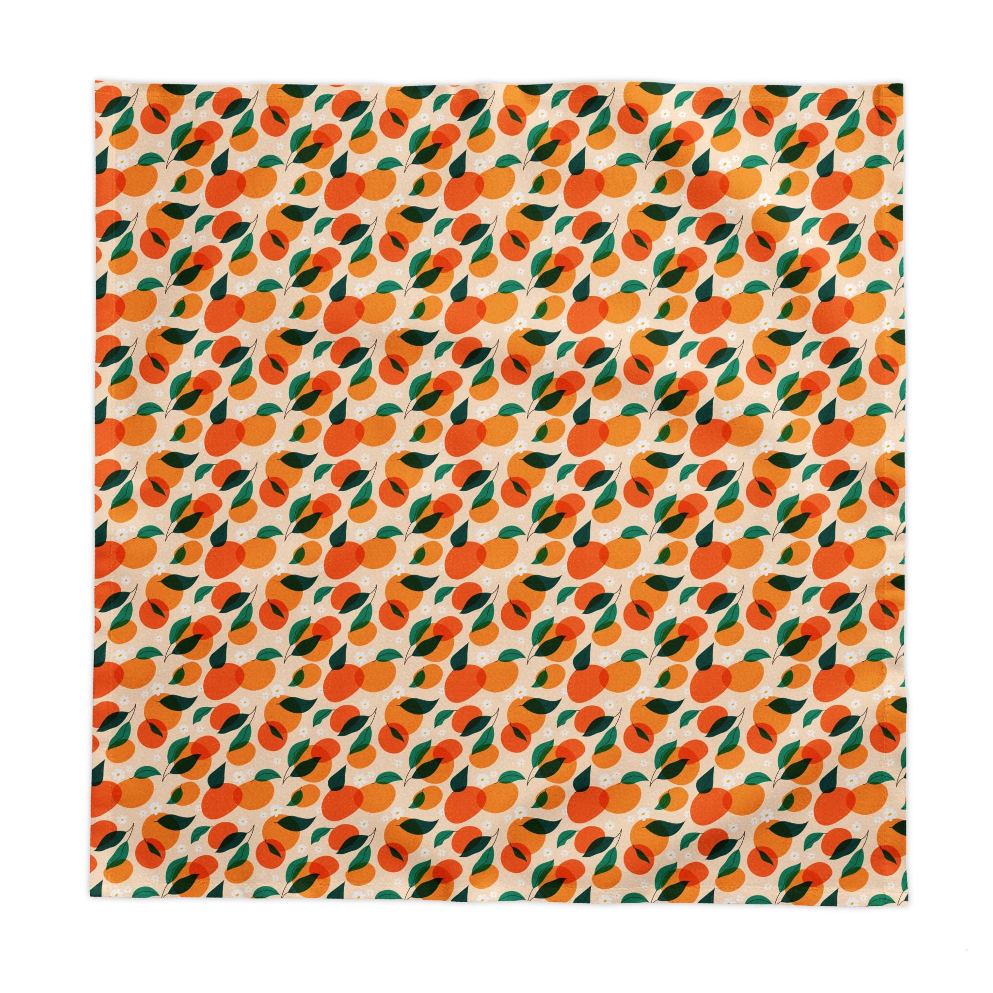 Mediterranean Citrus Tablecloth | Summer Orange Grove Cotton Twill Table Linen