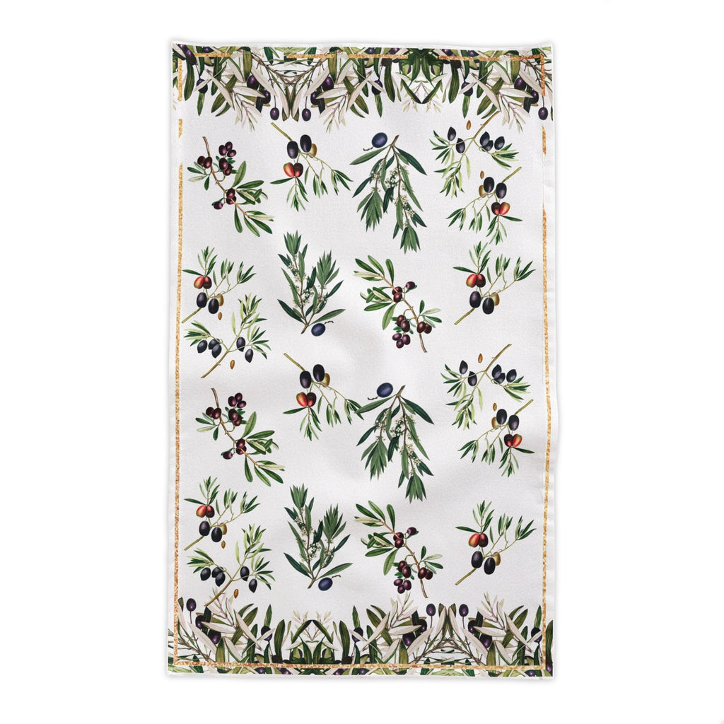 Olive Branch Tablecloth, Elegant Olive Print Tablecloth for Dining & Kitchen, Eco-Friendly Linen Table Cover