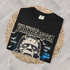 Frankenstein graphic t-shirt showing detailed classic monster horror design