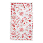 Italian Pizza & Pasta Tablecloth – Hand-Drawn Red & White Food Illustration Table Linen for Parties, Weddings & Everyday Dining