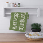 Love in Dishes Tea Towel – Mediterranean Olive Green Kitchen Linen
