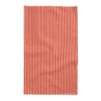 Rebbella 58"x102" red and white striped cotton twill tablecloth.