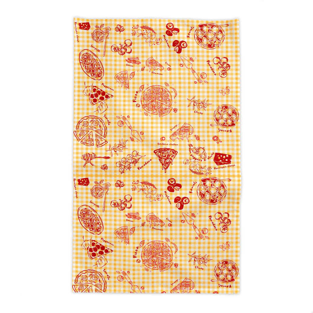 Italian Pizza Gingham Tablecloth – Yellow Check Cotton Twill Table Linen for Family Dining, Parties & Celebrations