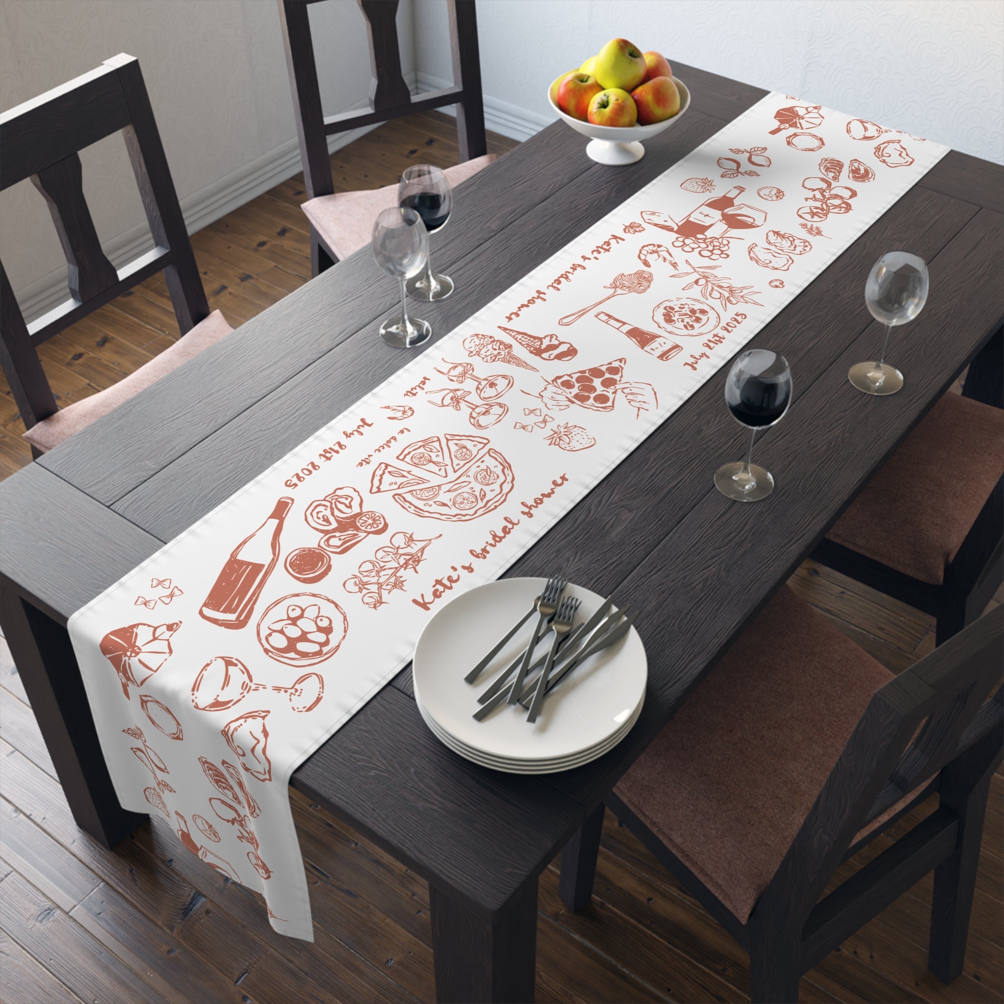 Italian Summer Custom Table Runner – Mediterranean Wedding & Dinner Decor