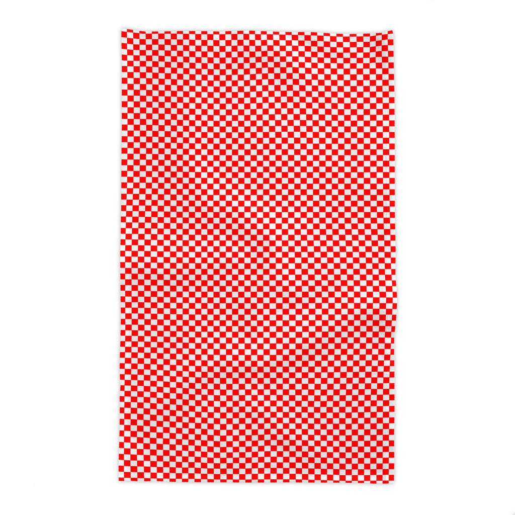 Red & White Checker Cotton Tablecloth – Italian Farmhouse Gingham Table Linen for Dining, Parties & Picnics