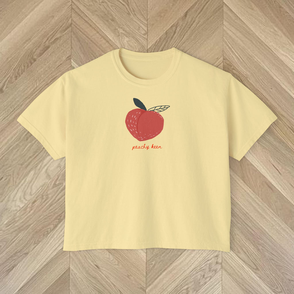 Peachy Keen Crop Shirt, Trendy Graphic Tee, Fun Summer Outfit, Tomato Girl Aesthetic, Trendy Gift for Her