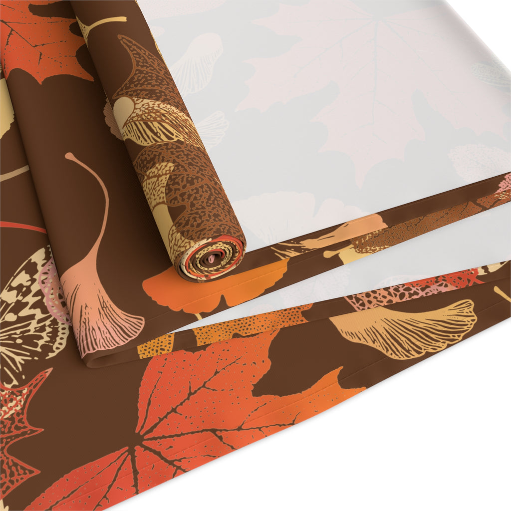 Polyester fall leaves table runner with a soft textured finish
