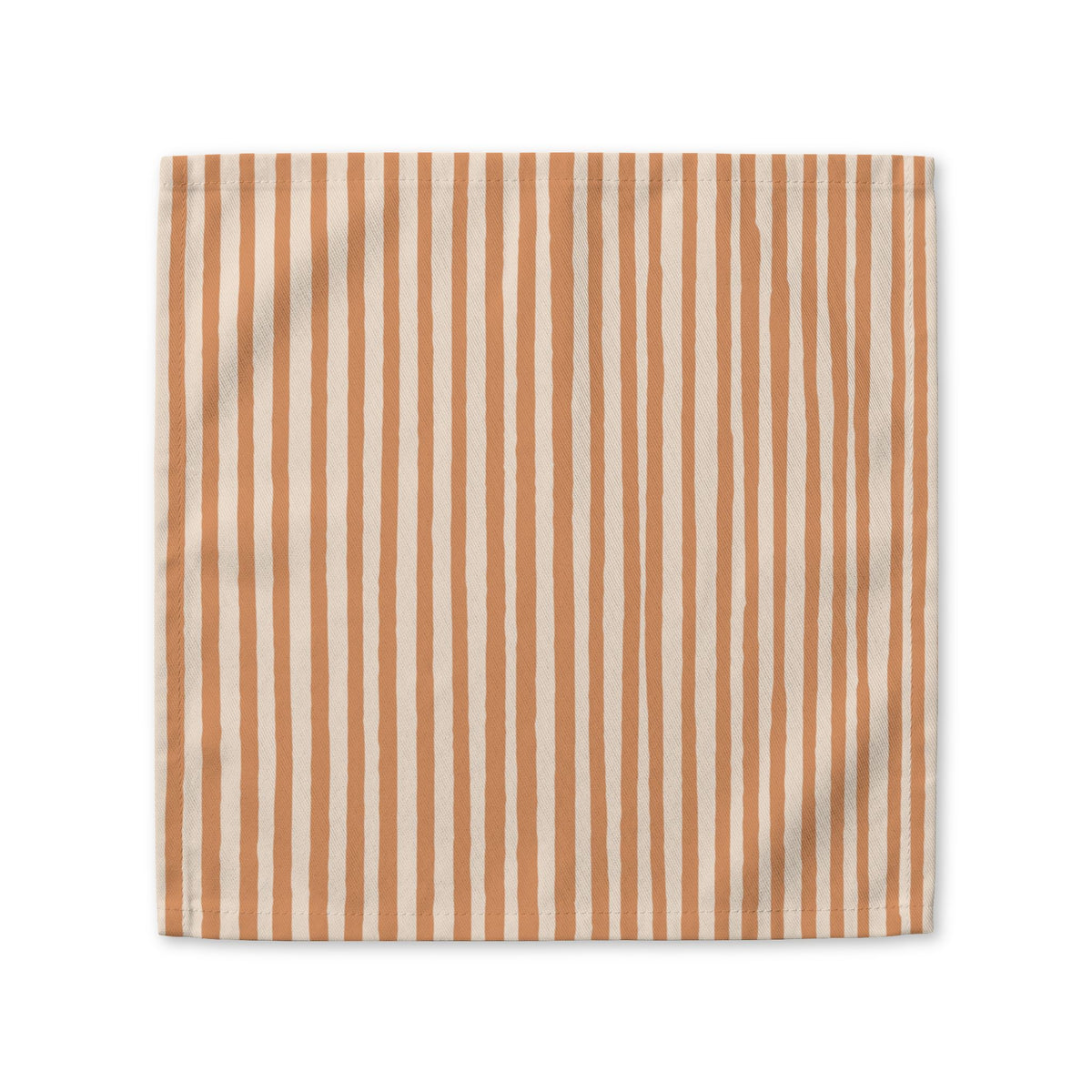 10x10 inch Terracotta Stripes Cotton Napkin showcasing its one-sided printed design and contemporary striped pattern.