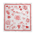 Italian Pizza & Pasta Tablecloth – Hand-Drawn Red & White Food Illustration Table Linen for Parties, Weddings & Everyday Dining