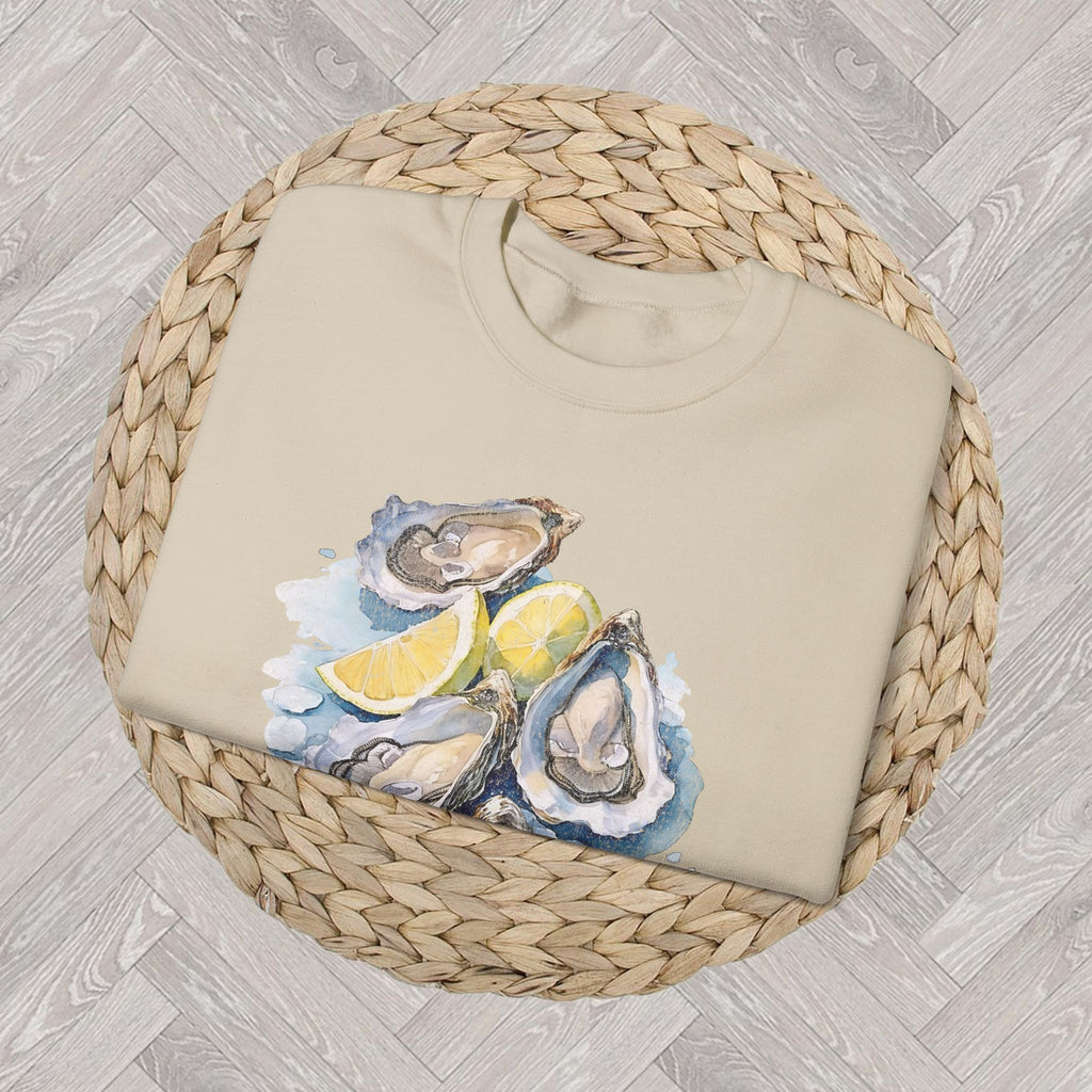 Oyster Shell Sweatshirt – Coastal Aesthetic Pullover with Watercolor Ocean-Inspired Design