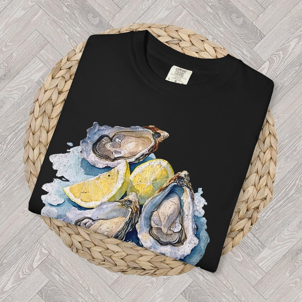 Oyster Shell Comfort Colors T-Shirt – Coastal Seafood Beach Lover Tee, Watercolor Oysters