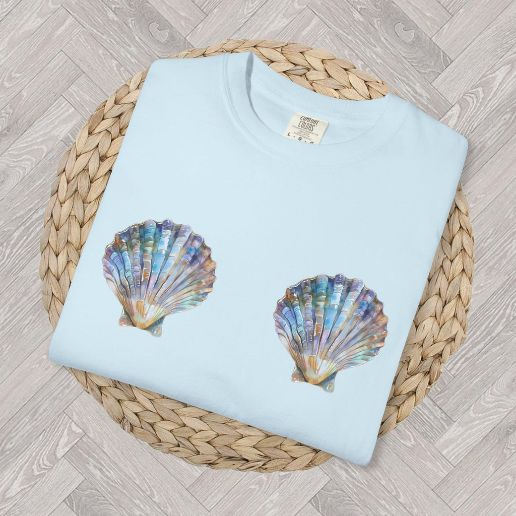 Seashell Bra T-Shirt | Cute Mermaid Beach Shirt | Ocean Style Tee | Summer Vacation Graphic T-shirt for Women