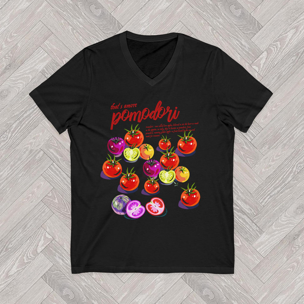 Pomodori Italian Tomato V-Neck Shirt – Bella+Canvas 3005 Women’s Casual Graphic Tee | Tomato Girl Summer | Italian Market Inspired Top