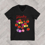 Pomodori Italian Tomato V-Neck Shirt – Bella+Canvas 3005 Women’s Casual Graphic Tee | Tomato Girl Summer | Italian Market Inspired Top