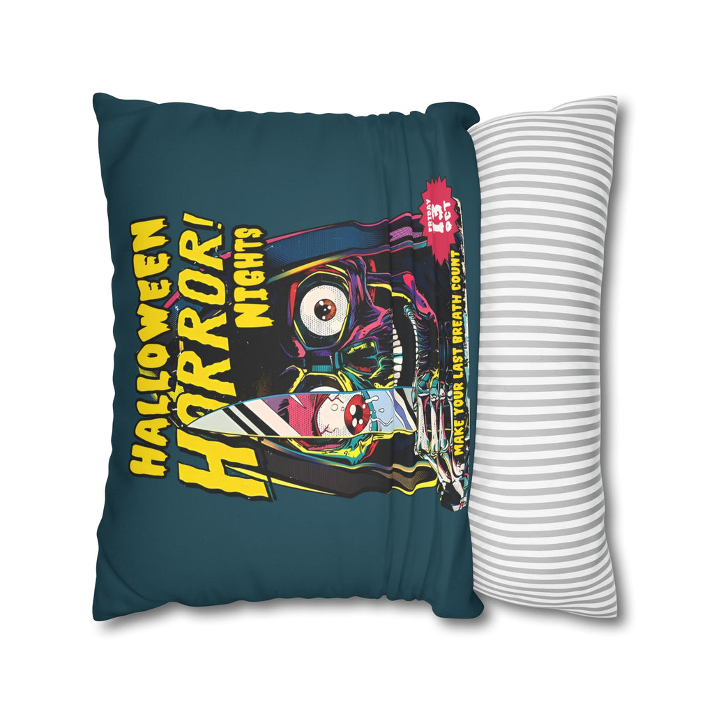 Colourful double-sided horror pillow cover for Halloween décor, horror fans and comic book lovers