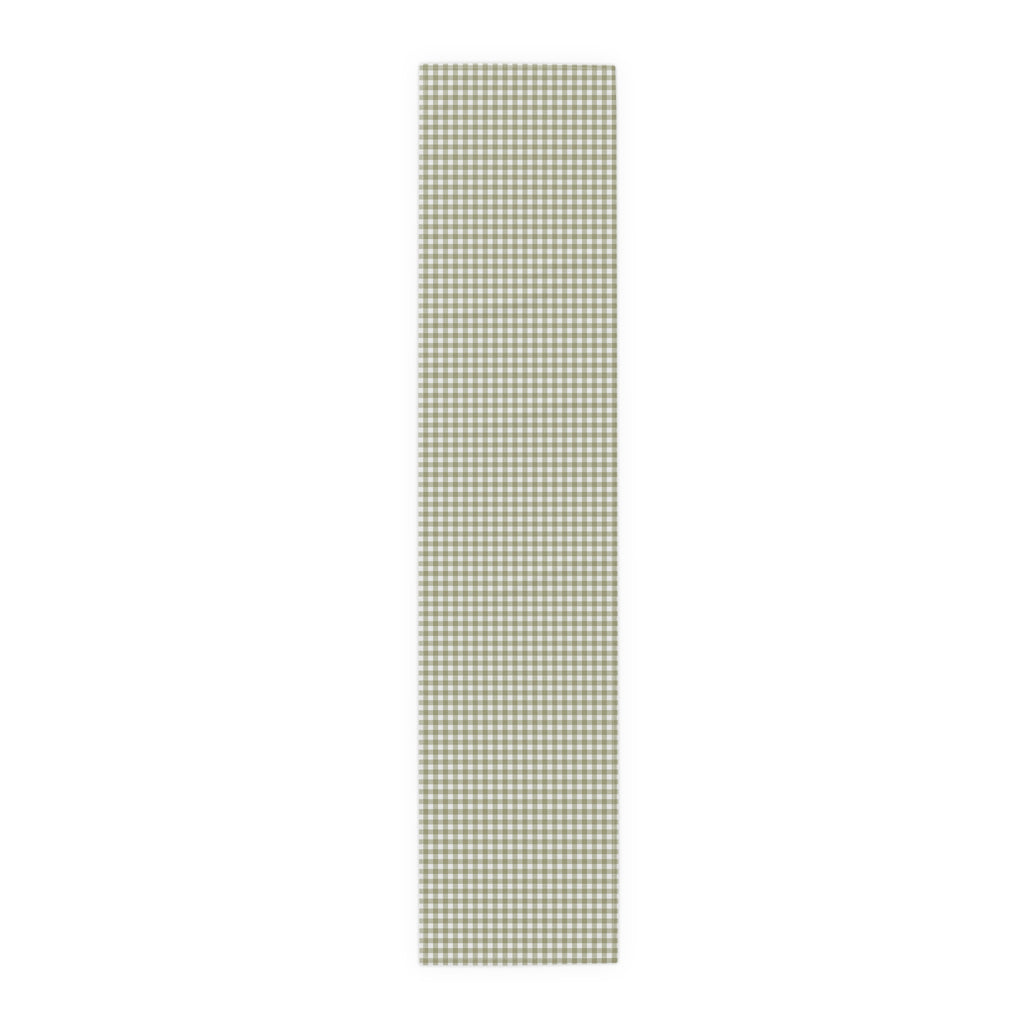 Sage Green Gingham Table Runner – Classic Checkered Farmhouse Table Linen, Cotton Twill or Polyester