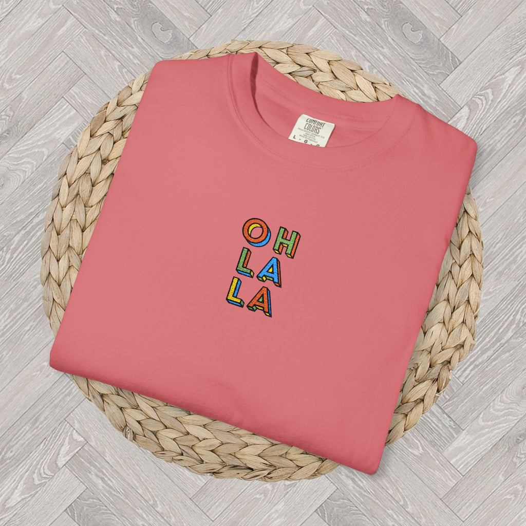 Handmade Boho Embroidered T-Shirt – Oh La La | Artisanal Eco-Friendly Everyday Tee for Free-Spirited Women