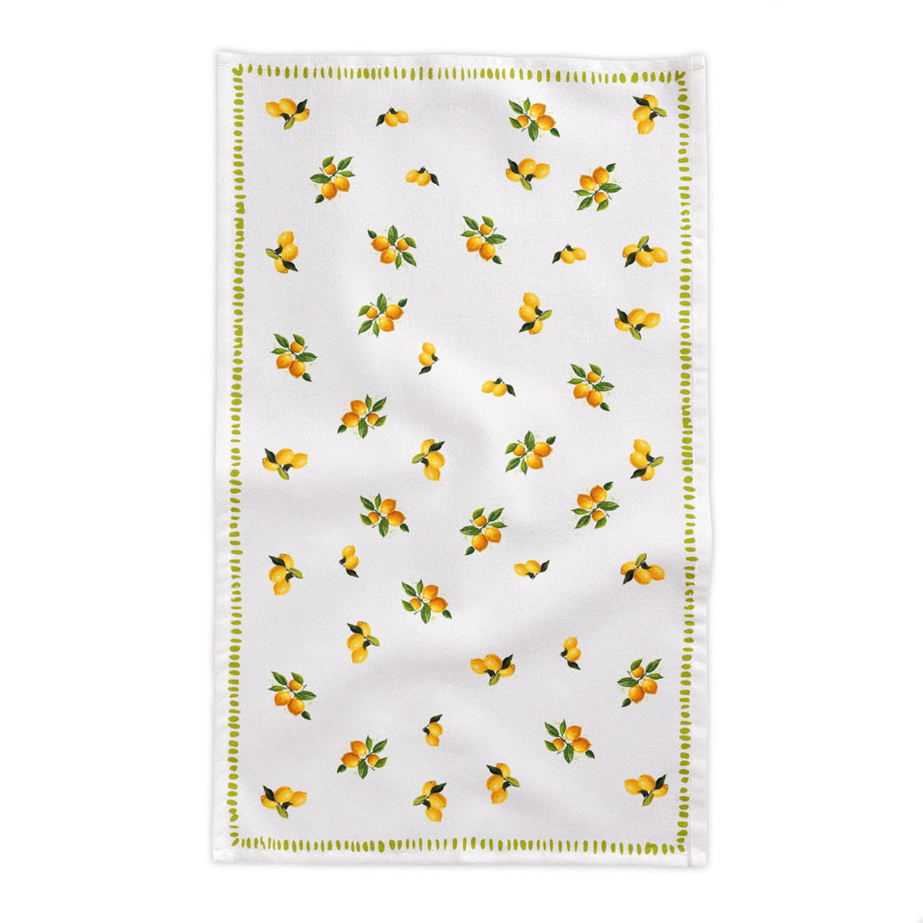 Watercolor Lemon Tablecloth – 100% Cotton Twill, Italian Summer Table Linen, Mediterranean Kitchen Decor