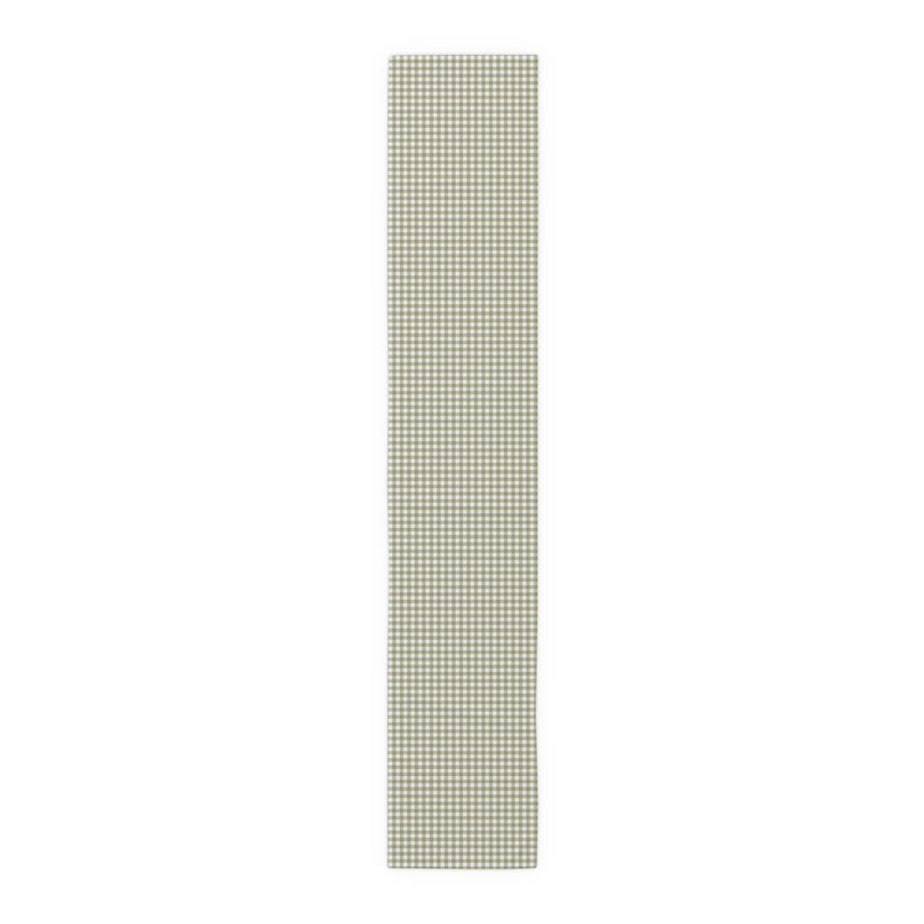 Sage Green Gingham Table Runner – Classic Checkered Farmhouse Table Linen, Cotton Twill or Polyester