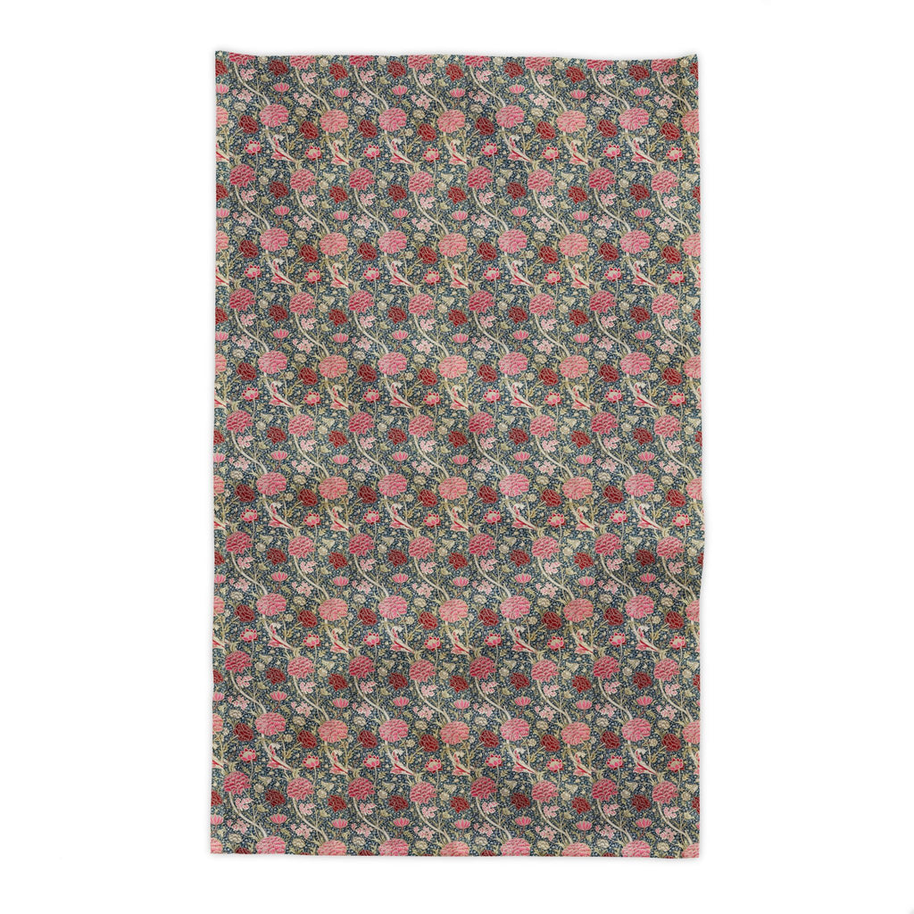 William Morris–Inspired Pink Tulip Tablecloth – Arts & Crafts Floral Dining Linen