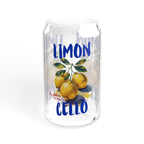 Limoncello social club glass tumbler with vibrant citrus artwork inspired by the Italian Amalfi Coast