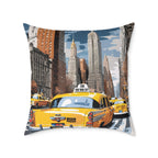 New York City Taxi Pillowcase – 18"x18", 20"x20", 24"x24", 26"x26", 100% Polyester Canvas, Double-Sided Print
