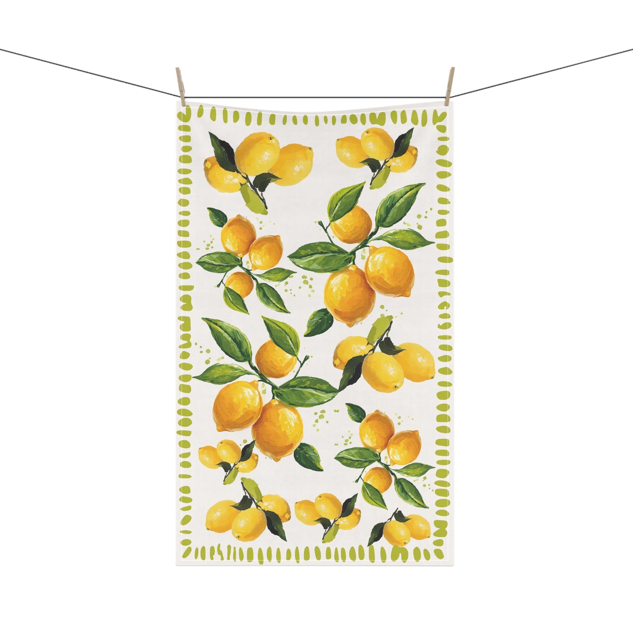 Hand-Painted Watercolor Lemon Tea Towel – 100% Cotton Twill Kitchen Towel