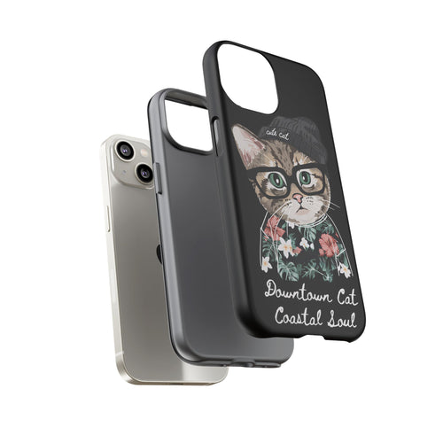 Downtown Cat Coastal Soul Hard Phone Case | Cute Cat Protective Case for iPhone, Samsung & Google Pixel | Gift for friends