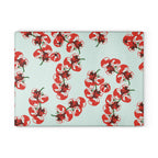 Tomato design glass chopping board with four rubber stability dots