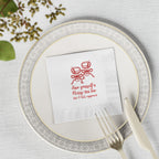 Custom Christmas party napkin featuring a festive martini design, ideal for holiday drinks, appetizers, and dessert tables.