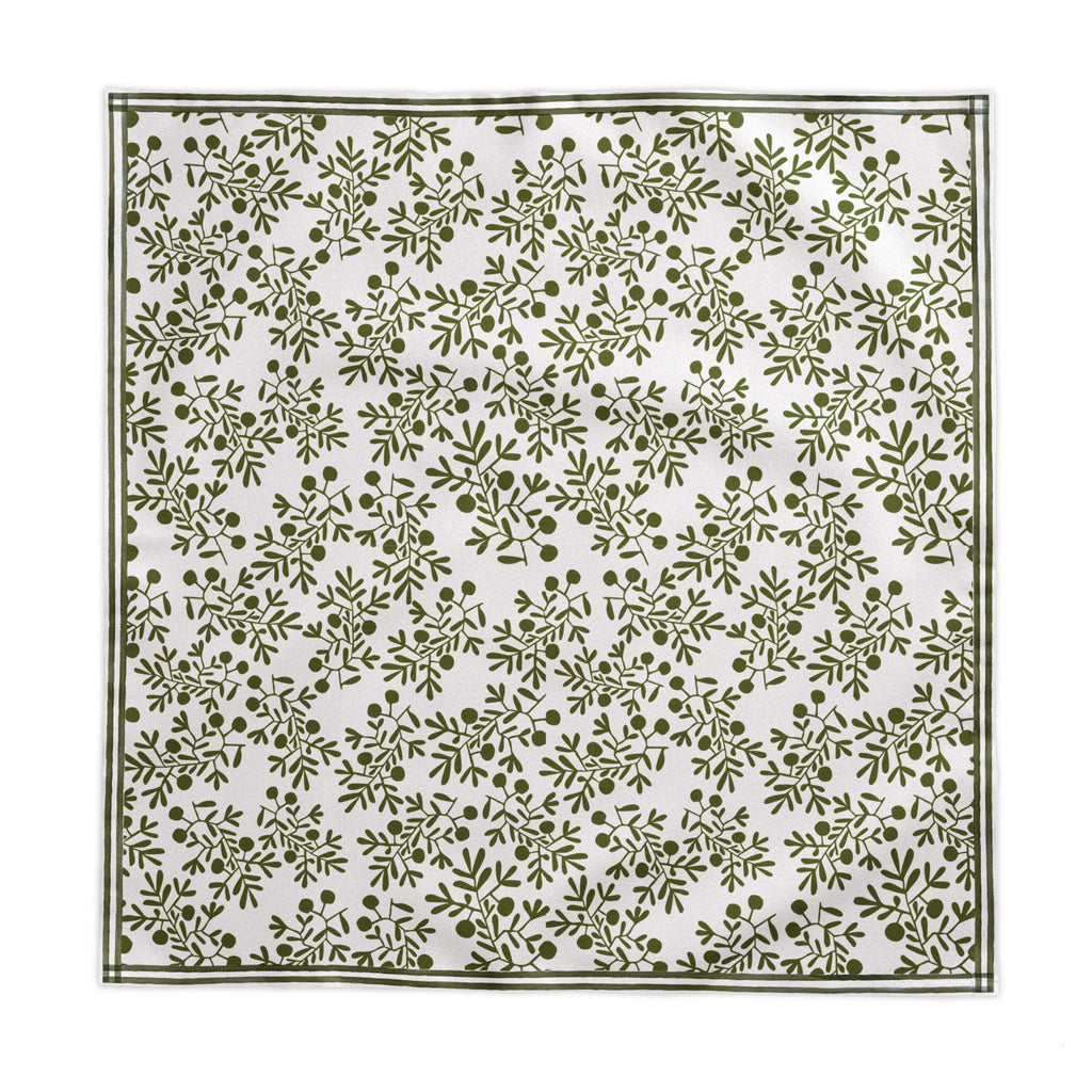 Hand Drawn Olive Branch Tablecloth | Mediterranean Linen Look Dining Table Cover | Green Botanical Tablecloth for Modern Homes