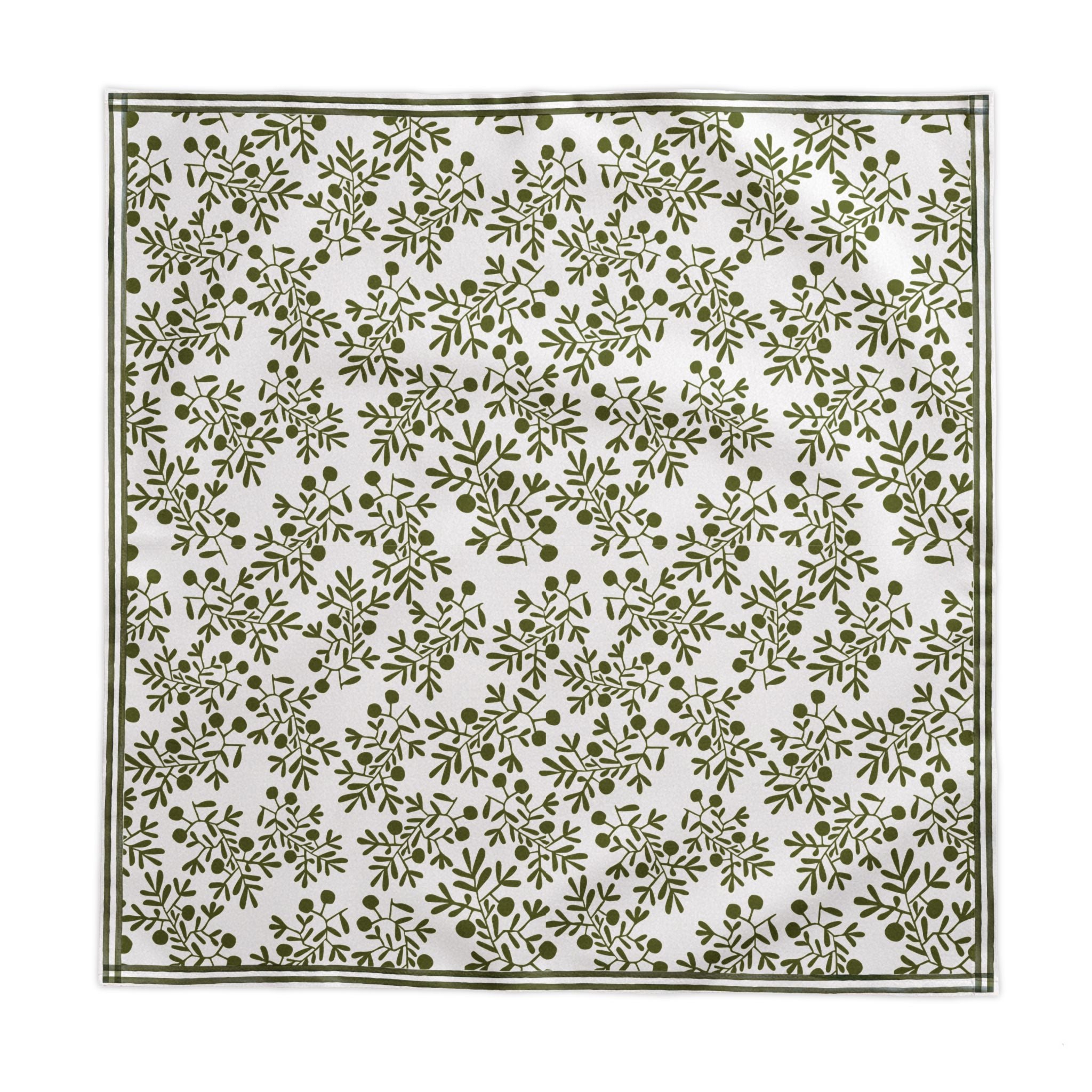 Hand Drawn Olive Branch Tablecloth | Mediterranean Linen Look Dining Table Cover | Green Botanical Tablecloth for Modern Homes