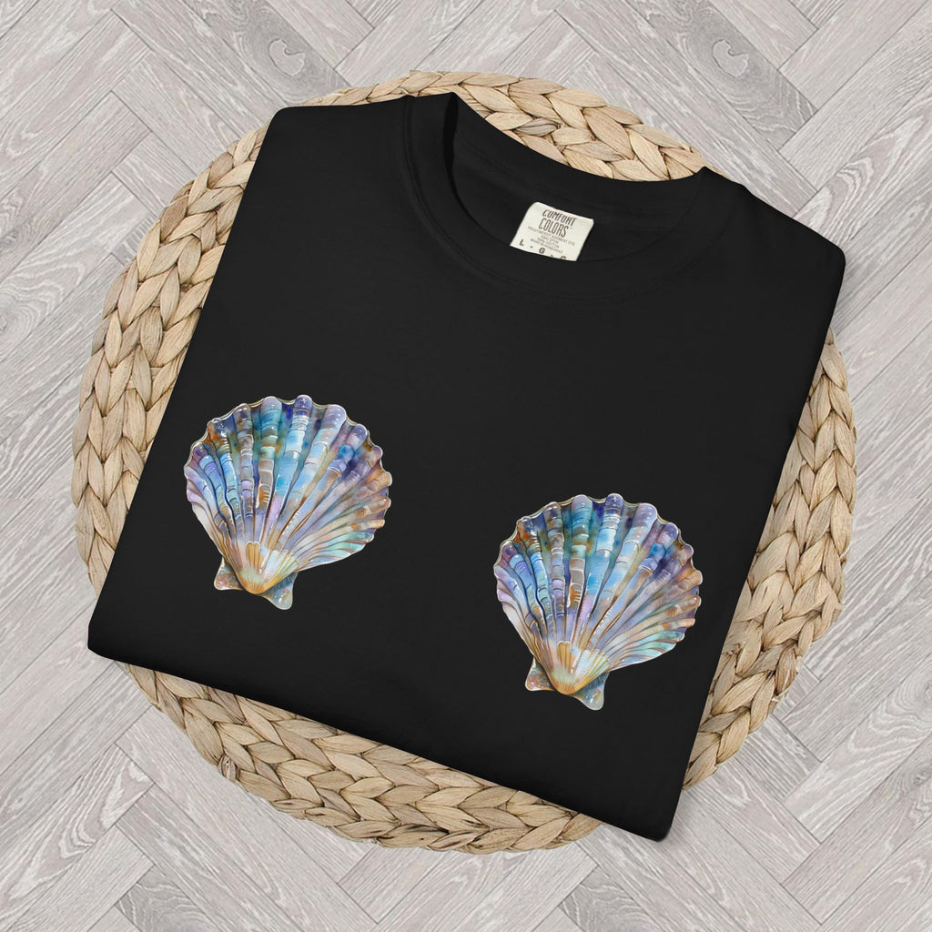 Seashell Bra T-Shirt | Cute Mermaid Beach Shirt | Ocean Style Tee | Summer Vacation Graphic T-shirt for Women