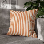 Concealed zipper detail on a terracotta faux suede square pillowcase with double-sided Halloween-inspired artwork.